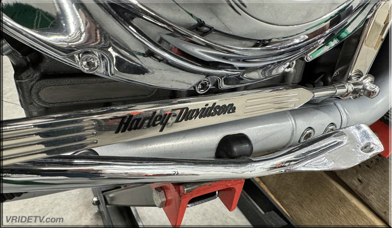 Harley Davidson VROD script linkage and chrome stand