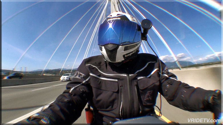Port mann motorcycle selfie. rukka schuberth