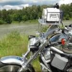 Motorcycle camera rig proven to be steady and reliable.