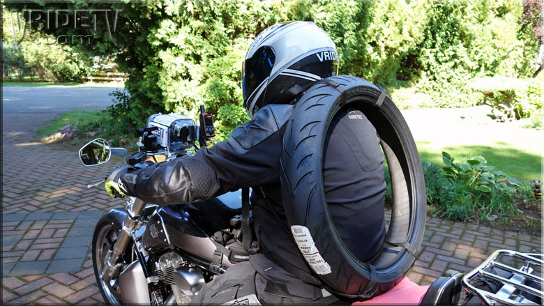 Motorcycle tire backpack
