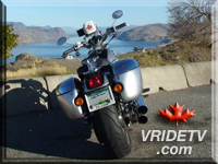 Harley-Davidson V-Rod with HD video camera on handlebars used for filming Canada. vridetv.com