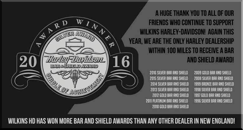 bar and shield award wilkins harley davidson